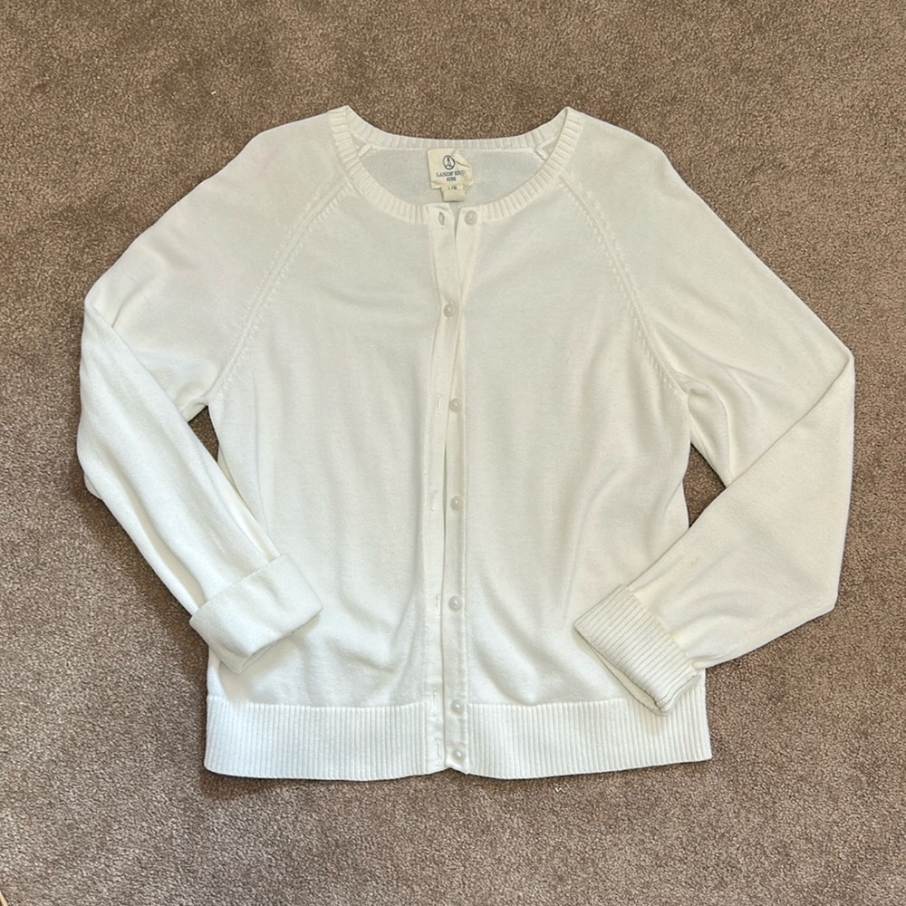 Lands end sz large kids cardigan 100 percent cotton